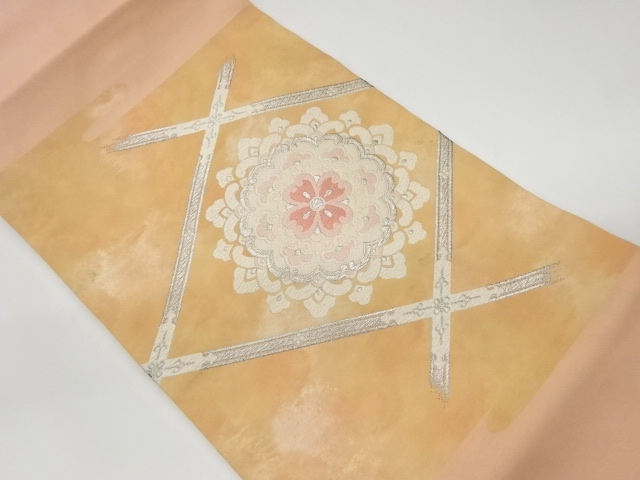 JAPANESE KIMONO / VINTAGE NAGOYA OBI / WOVEN FLOWER CREST